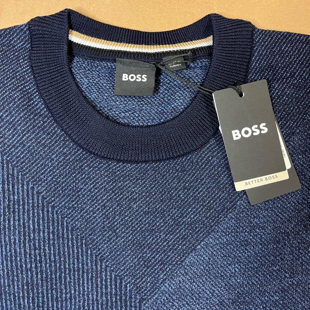 HugoBOSS Men's H-Eclaus Wool Tonal color blocked Sweater size Medium - Picture 2 of 8